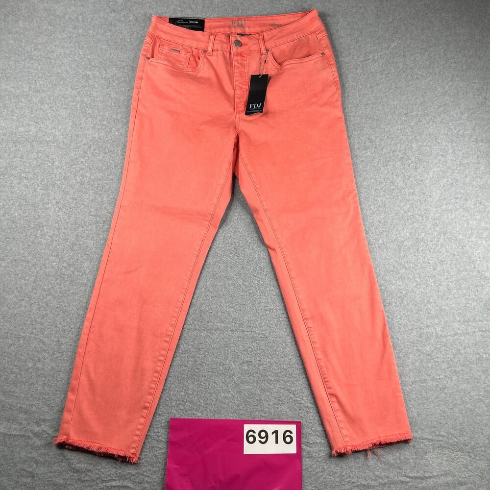 FDJ Denim Jeans Olivia Pink Coral Stretch Casual Womens Size 14 New NWT